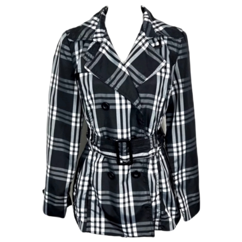Jou Jou Womens Plaid Black and White Blazier Coat Size L - Picture 1 of 7